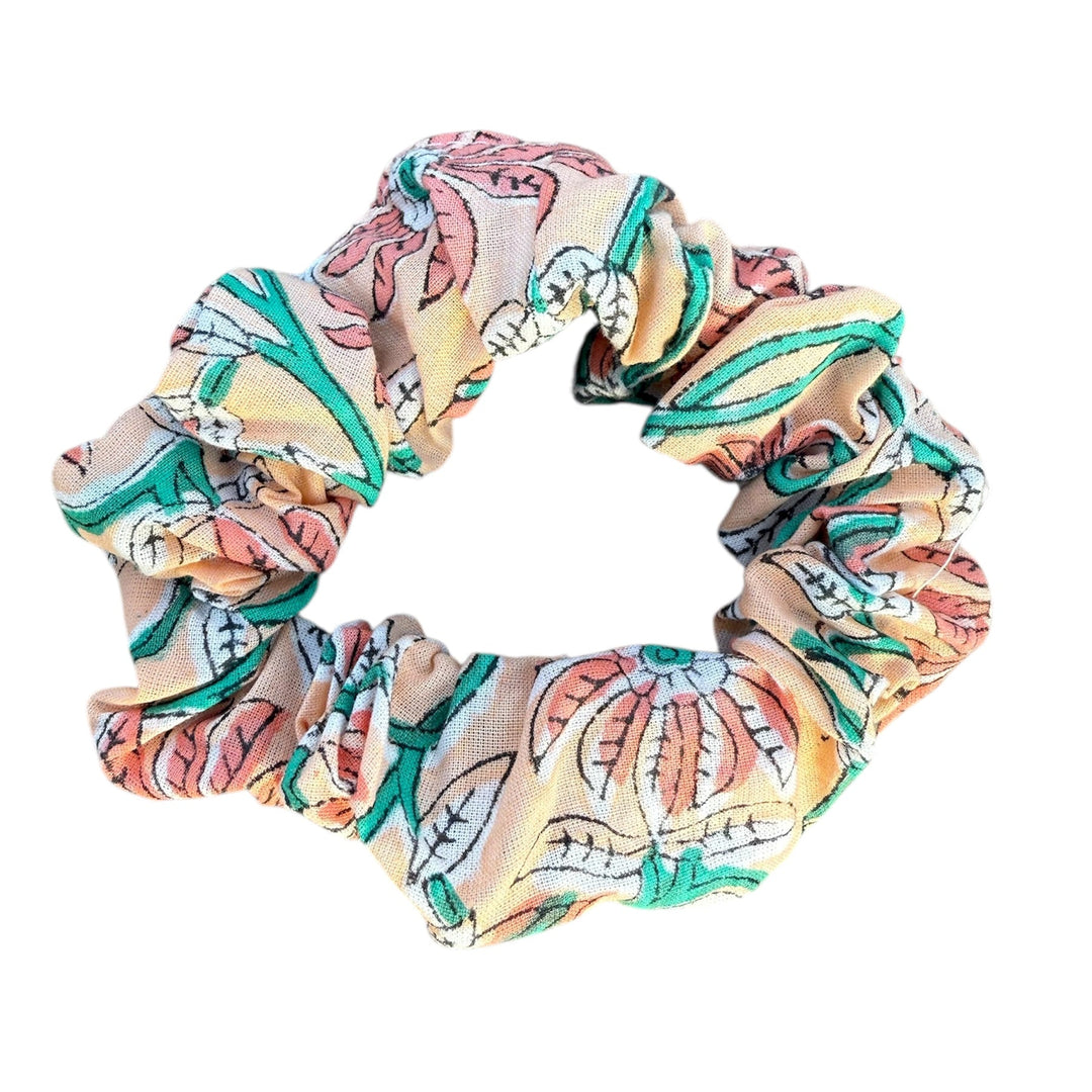 Handblock printed cotton scrunchies