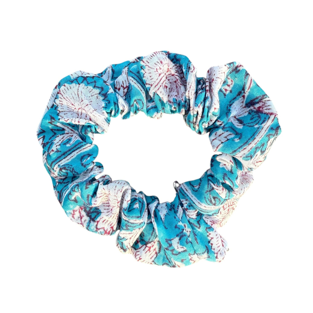 Handblock printed cotton scrunchies