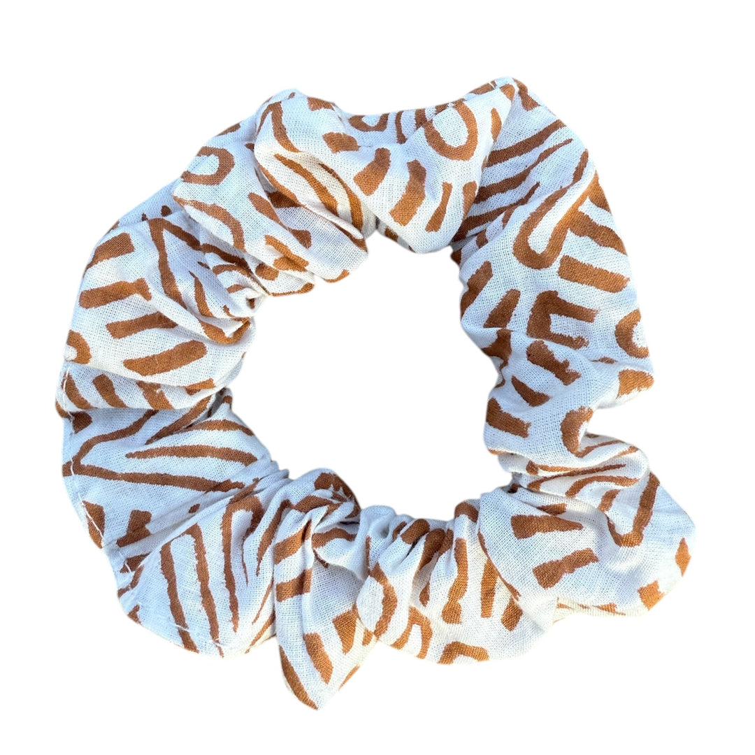 Handblock printed cotton scrunchies