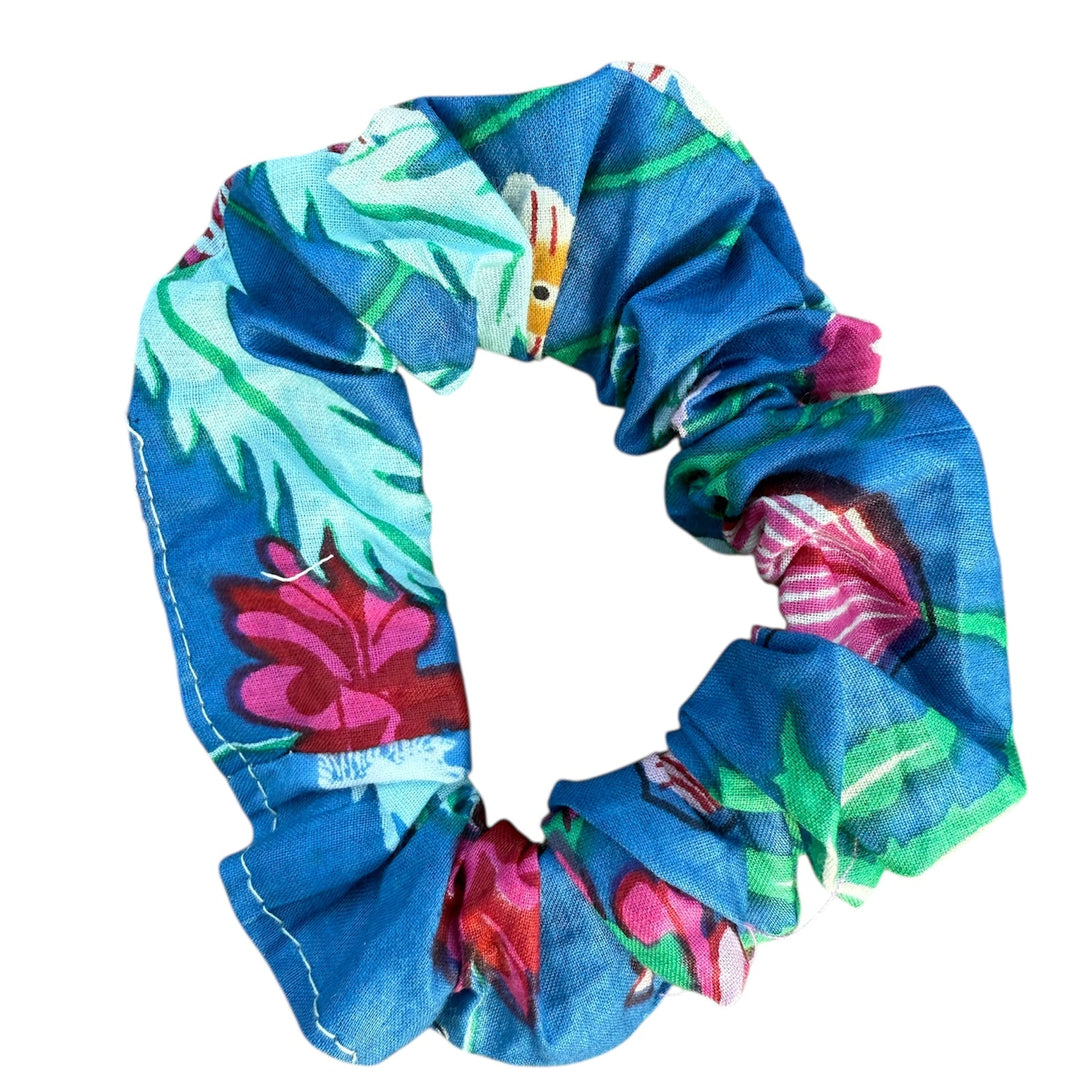 Handblock printed cotton scrunchies