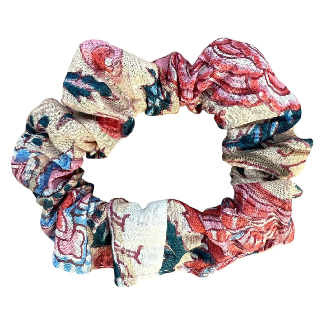 Handblock printed cotton scrunchies