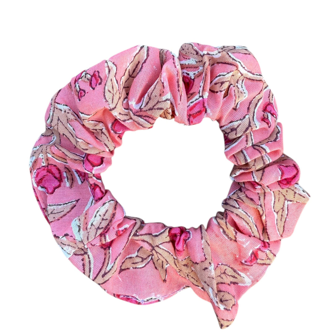 Handblock printed cotton scrunchies