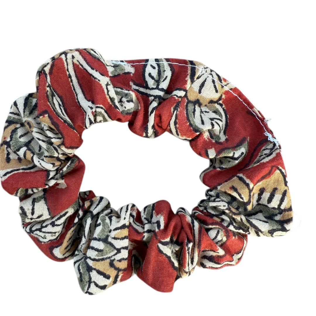 Handblock printed cotton scrunchies