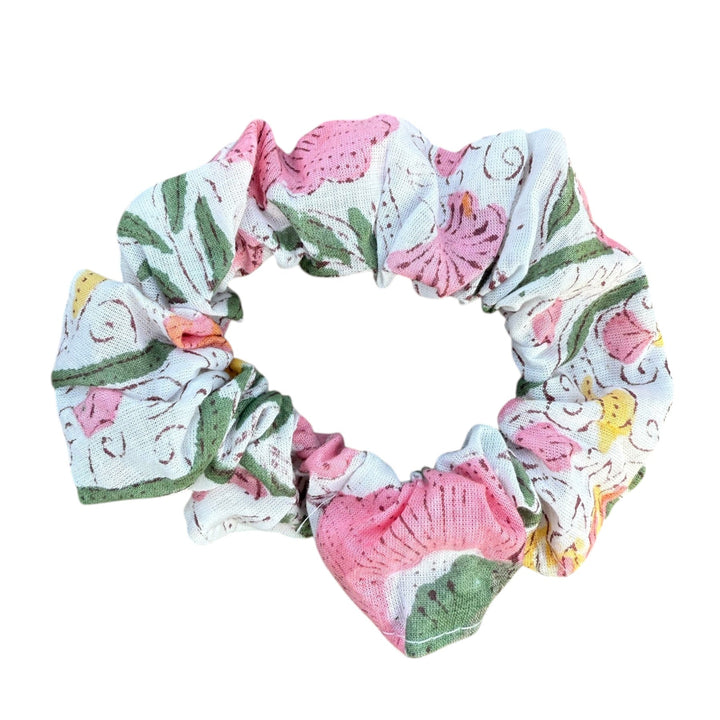 Handblock printed cotton scrunchies