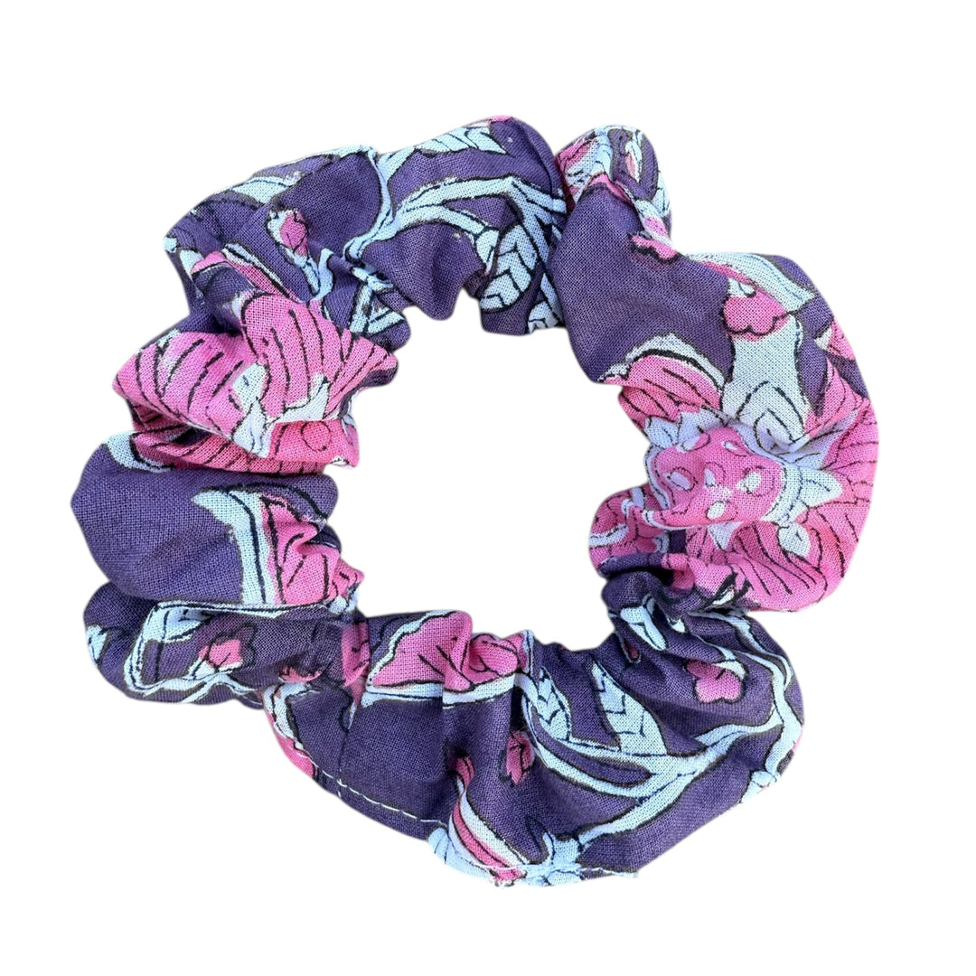 Handblock printed cotton scrunchies