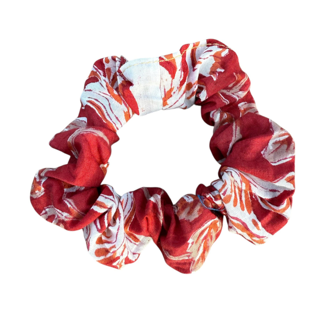 Handblock printed cotton scrunchies