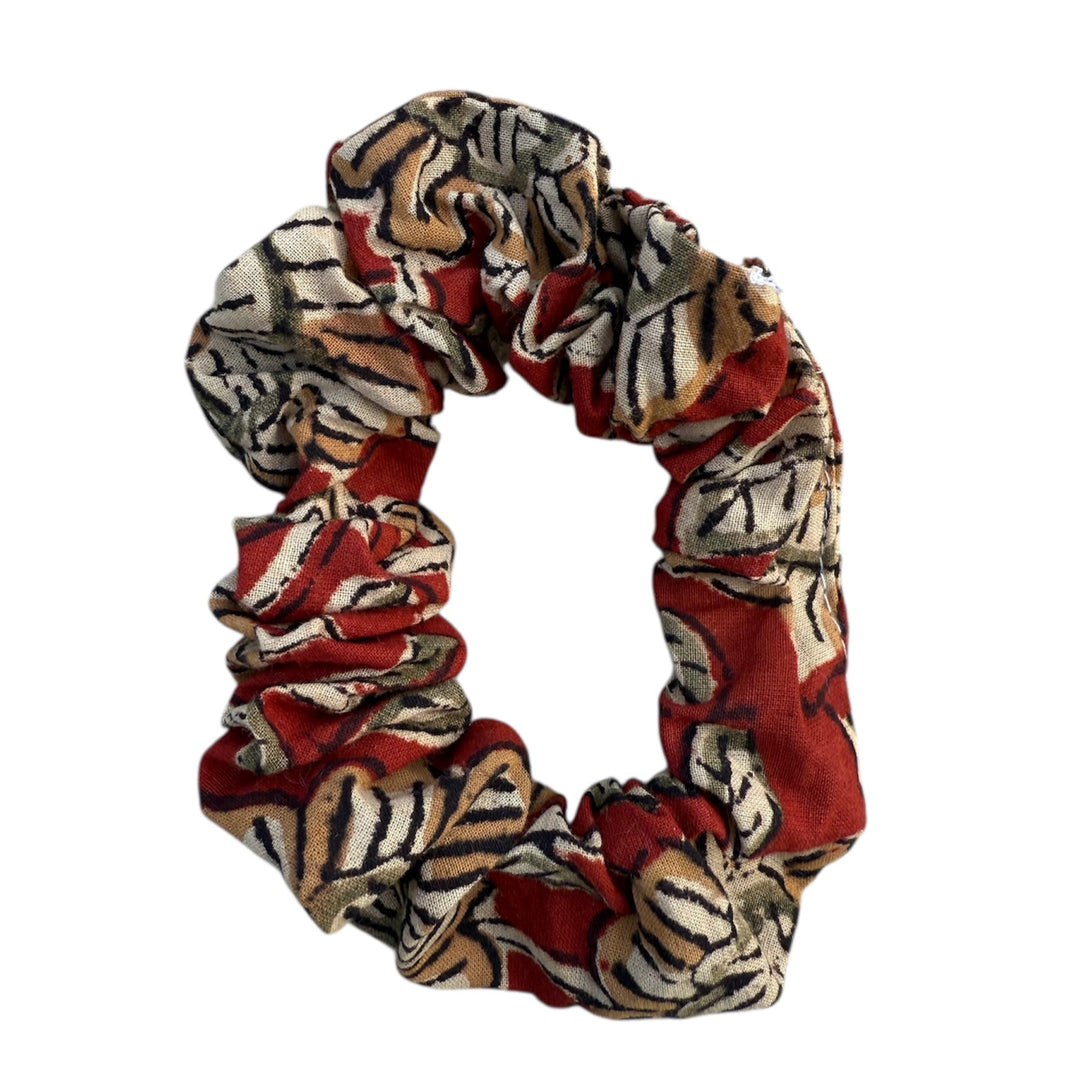 Handblock printed cotton scrunchies