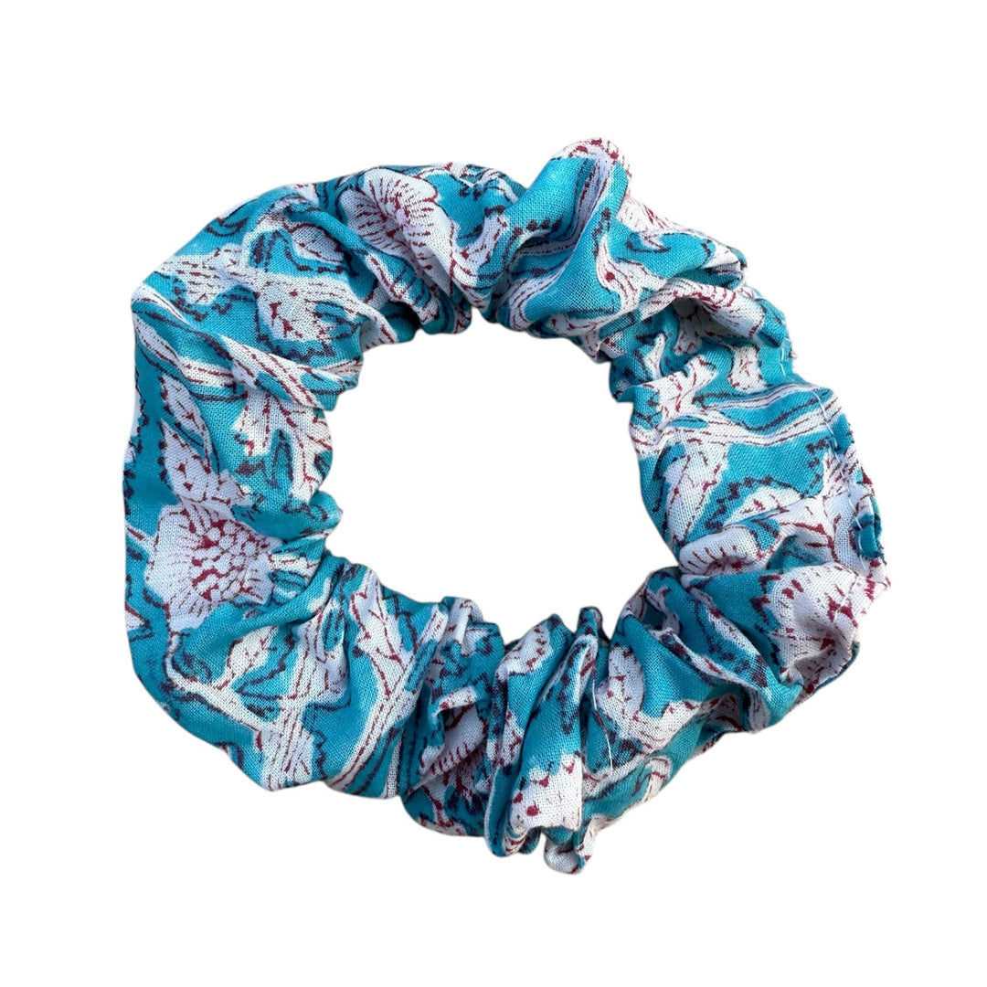 Handblock printed cotton scrunchies