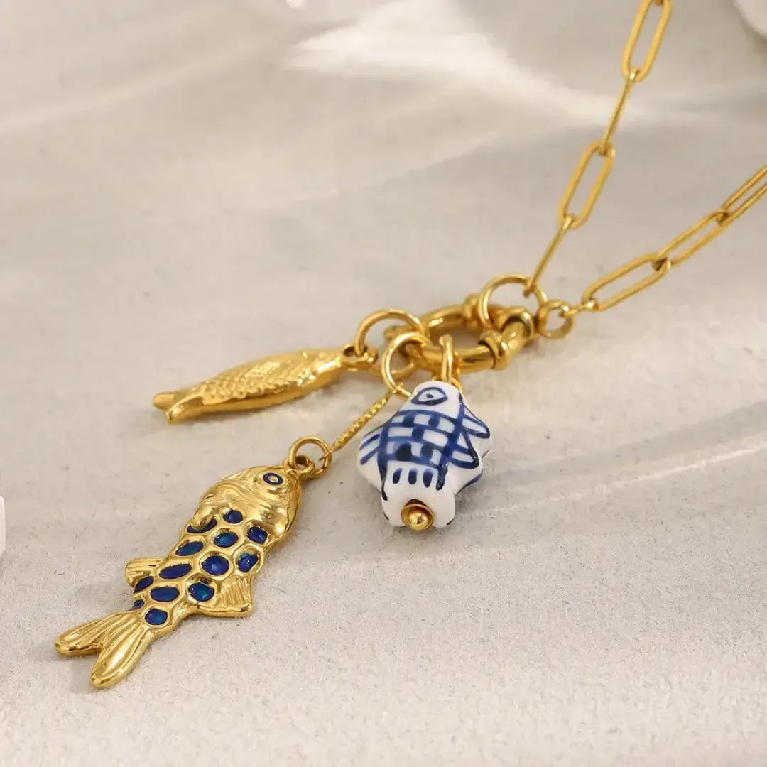 Blue Fish Pendant Necklace