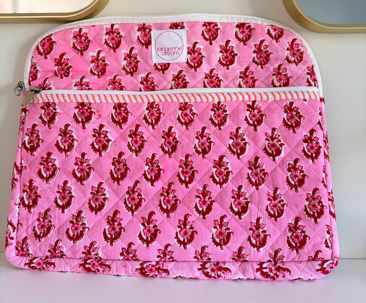 Hand Block Printed Laptop Case with pockets