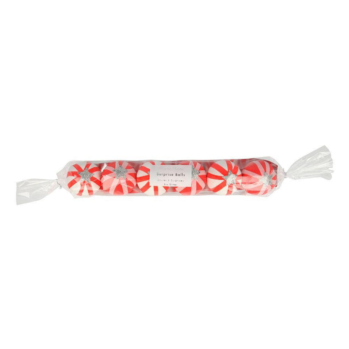 Packaged peppermint candy surprise balls 