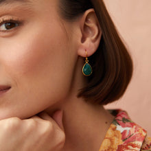 Load image into Gallery viewer, Ava Green Onyx Teardrop Earrings