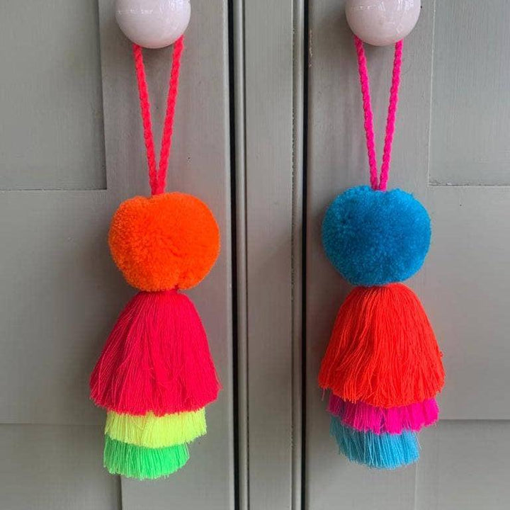 Pom Pom Trio Tassel Swags 5cm, Brights