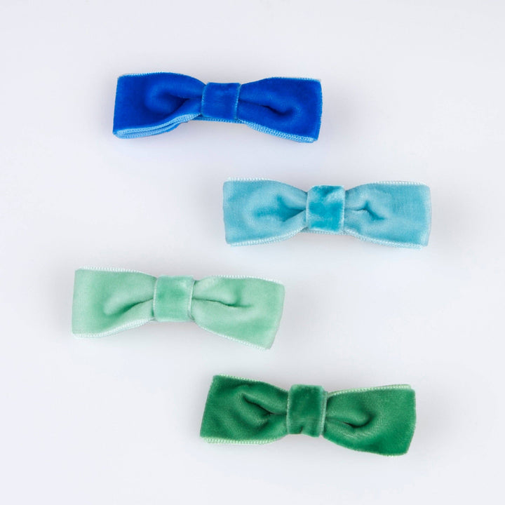 Rainbow Velvet Bow Hair Clips