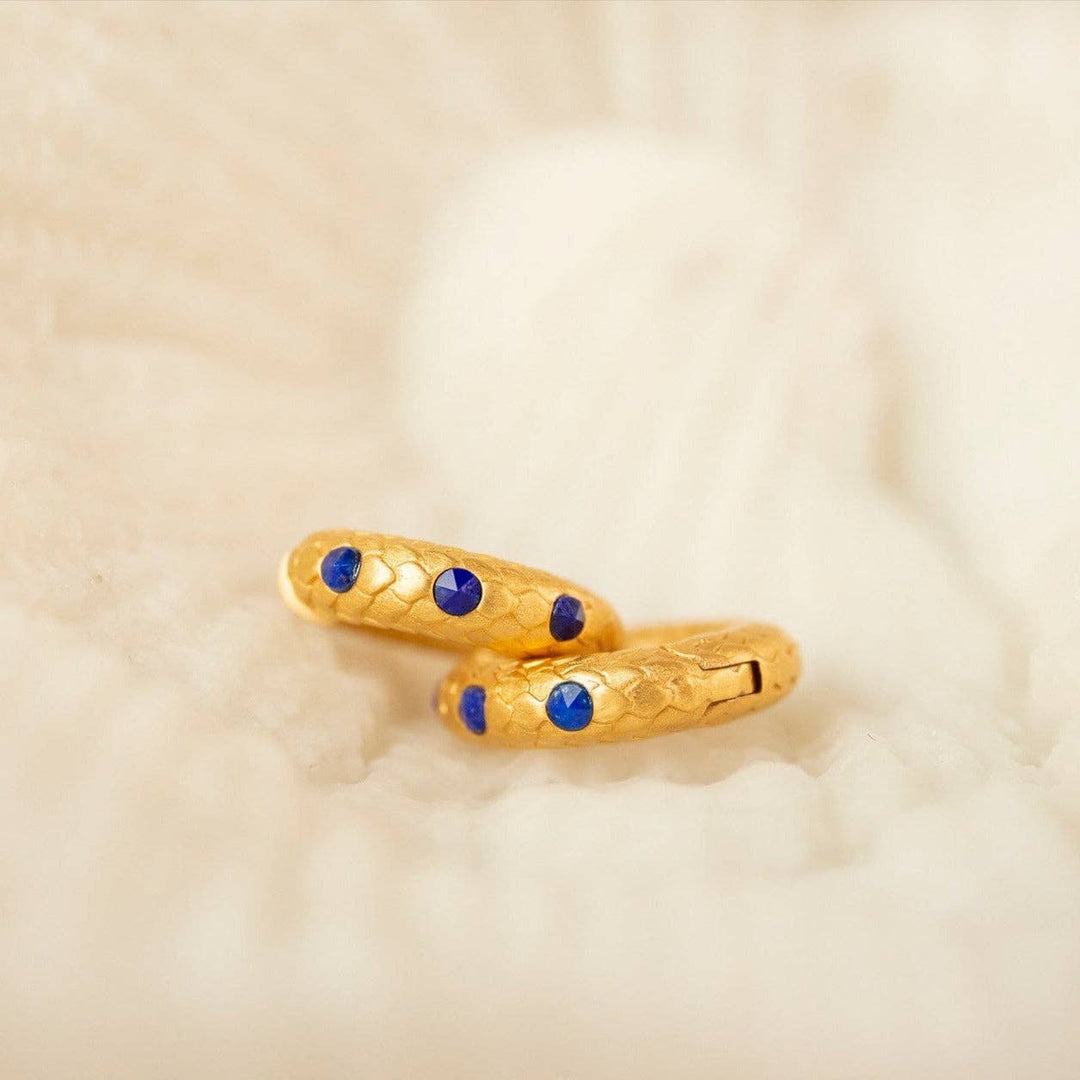 Lapis Lazuli Gold Huggie Hoops