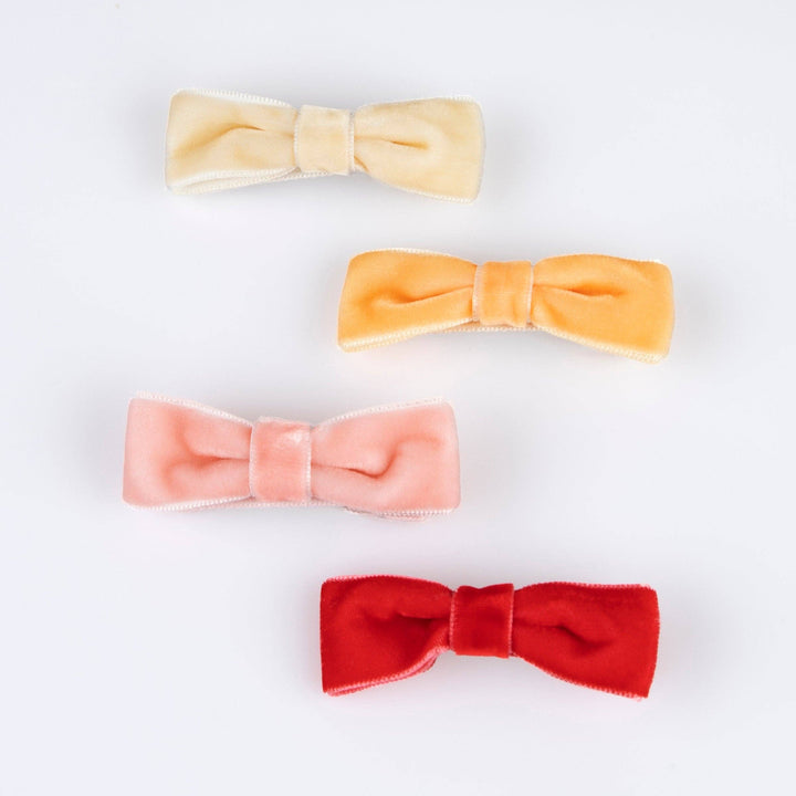 Rainbow Velvet Bow Hair Clips