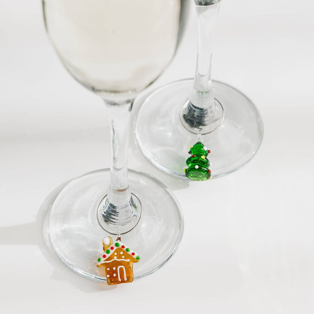Christmas Festive Glass Wine Charms (Set of 6)
