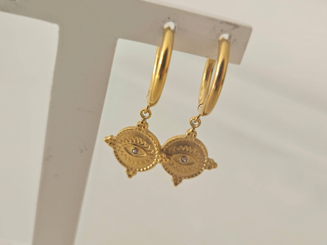 Boho Mini Pendant Huggie Earrings