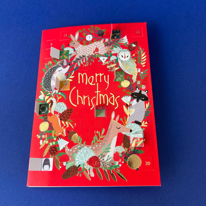 Animal Wreath Advent Calendar Christmas Card - ACC 114