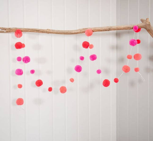 Flamingo Pink Pom Pom Garland