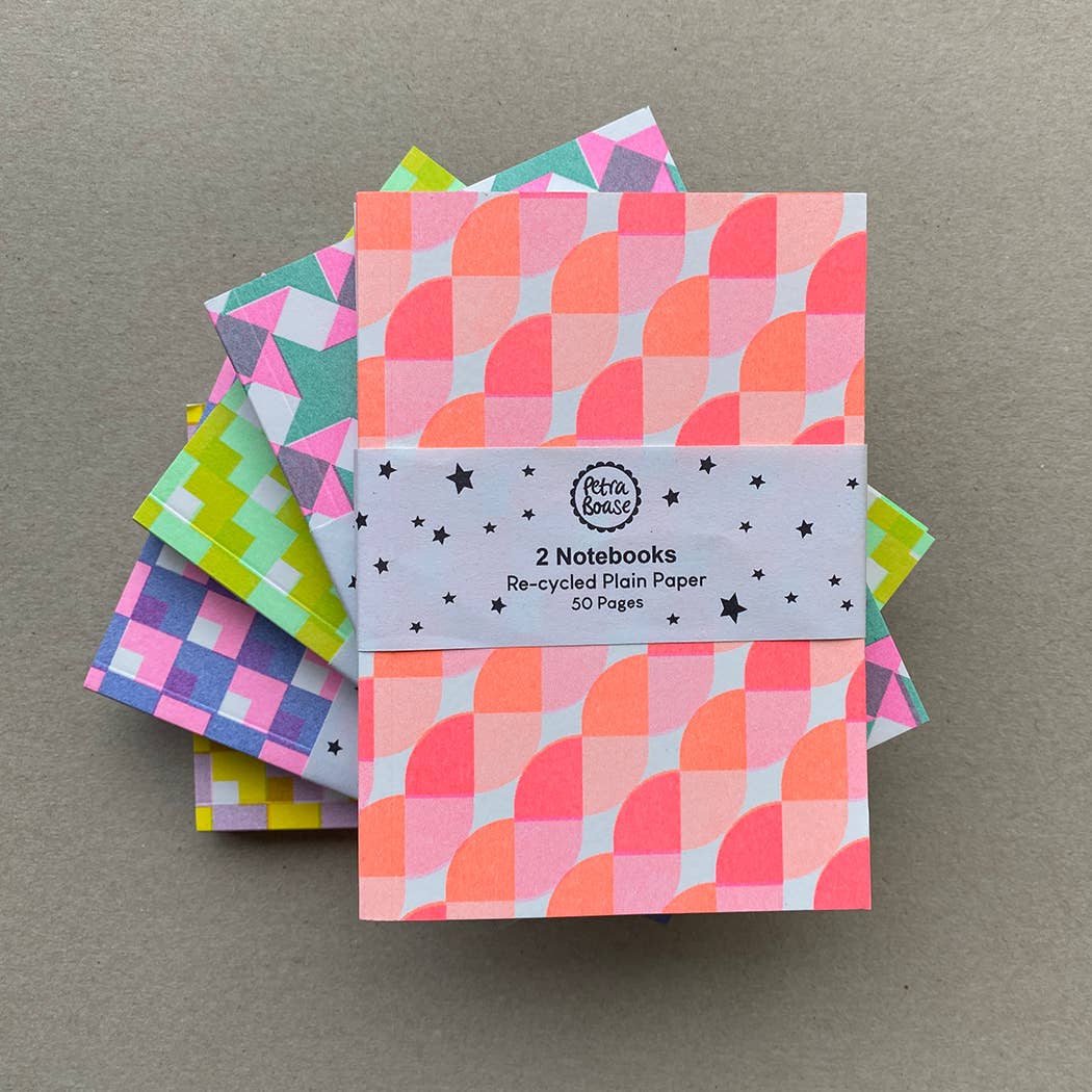 2 Riso Printed Notebooks bright pink