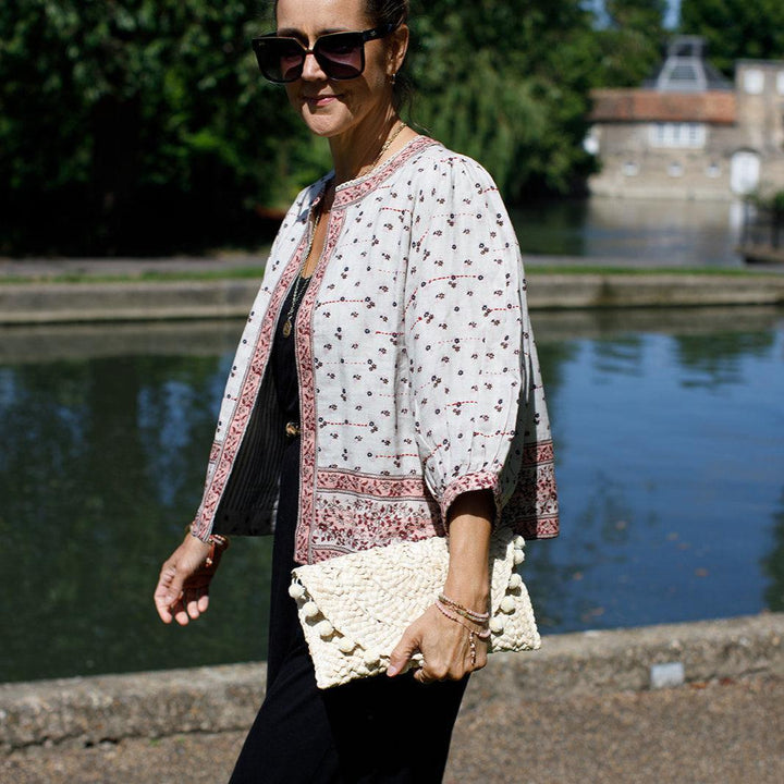Raffia Pom Pom Clutch