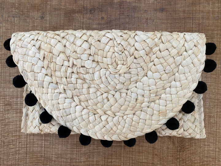 Raffia Pom Pom Clutch