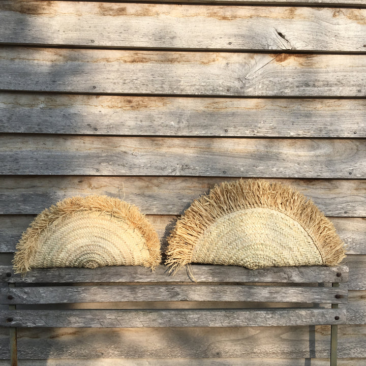 Half Moon Raffia Clutch