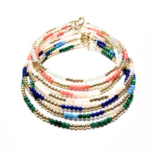 Load image into Gallery viewer, Small Gold Bead and Semi Precious Stones Bracelets
