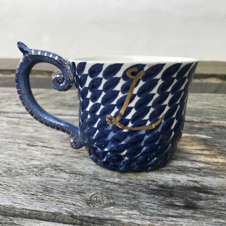 Tea Mug with Gold Leaf Handle