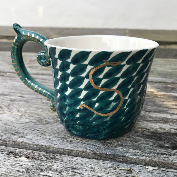 Tea Mug with Gold Leaf Handle