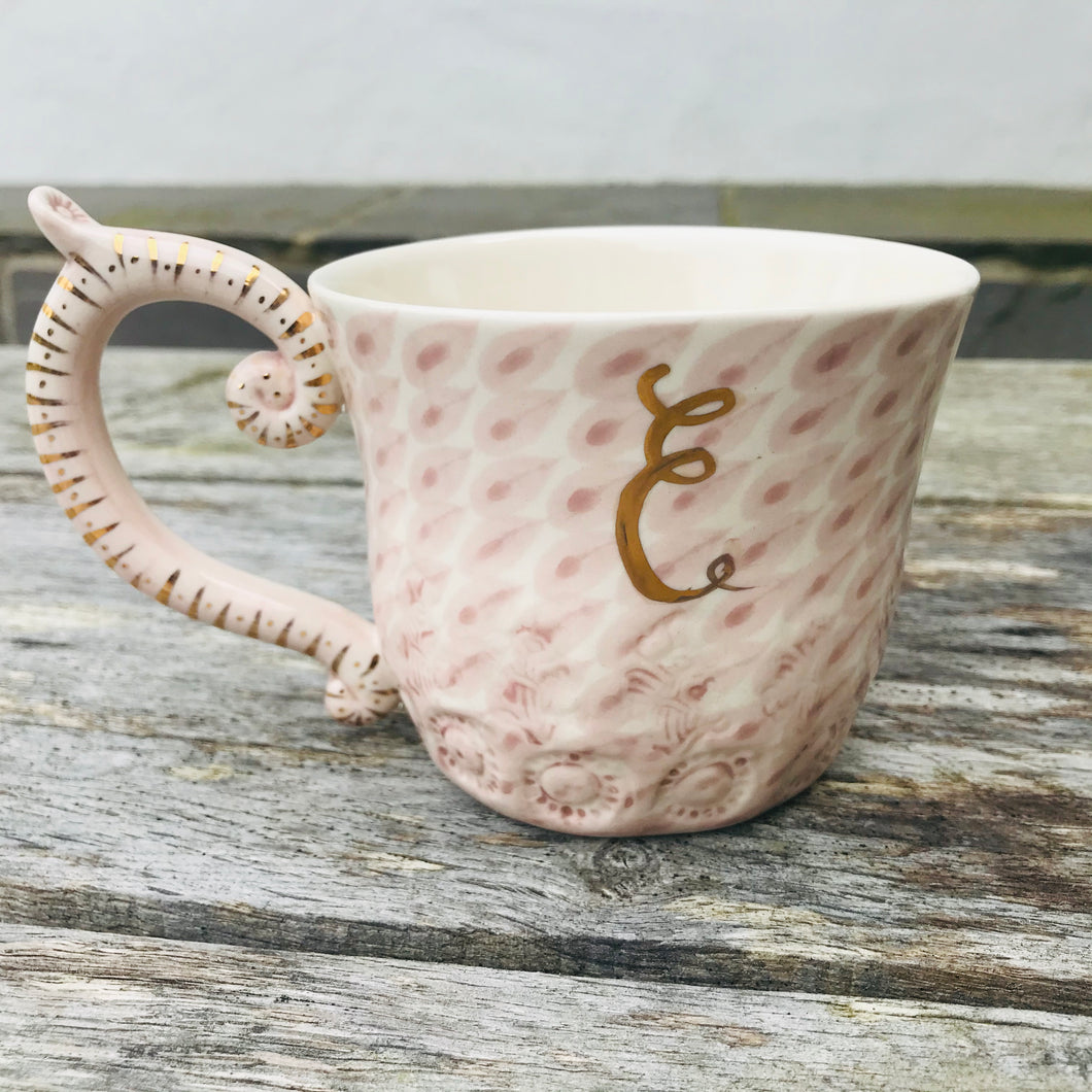 Tea Mug with Gold Leaf Handle