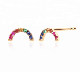 Rainbow Moon Stud Earrings