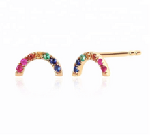 Load image into Gallery viewer, Rainbow Moon Stud Earrings