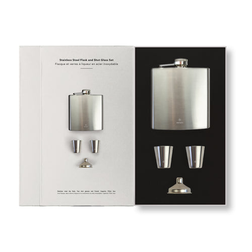 Stainless Steel Flask and Shotglass Set by Society