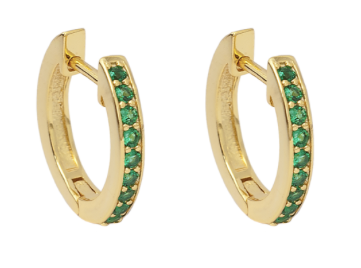 Emerald Huggie Hoop Earrings