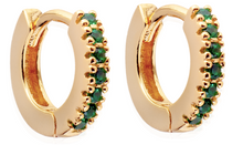Load image into Gallery viewer, Emerald Huggie Hoop Earrings
