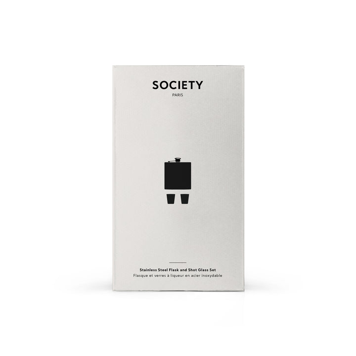 Stainless Steel Flask and Shotglass Set by Society