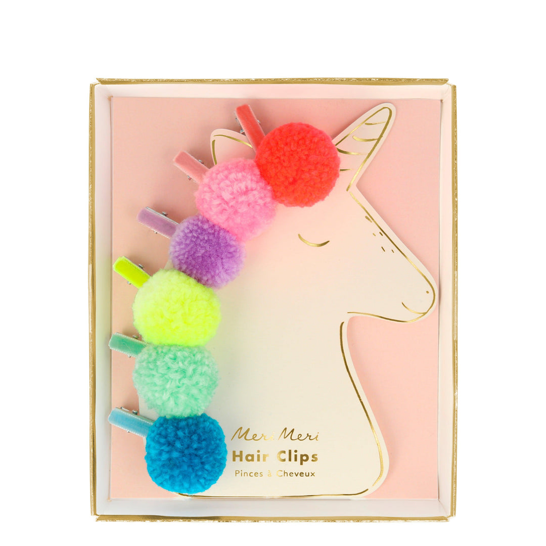 PomPom Unicorn Hair Clips