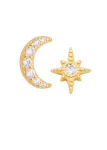 Crescent Star & Moon Stud Earrings