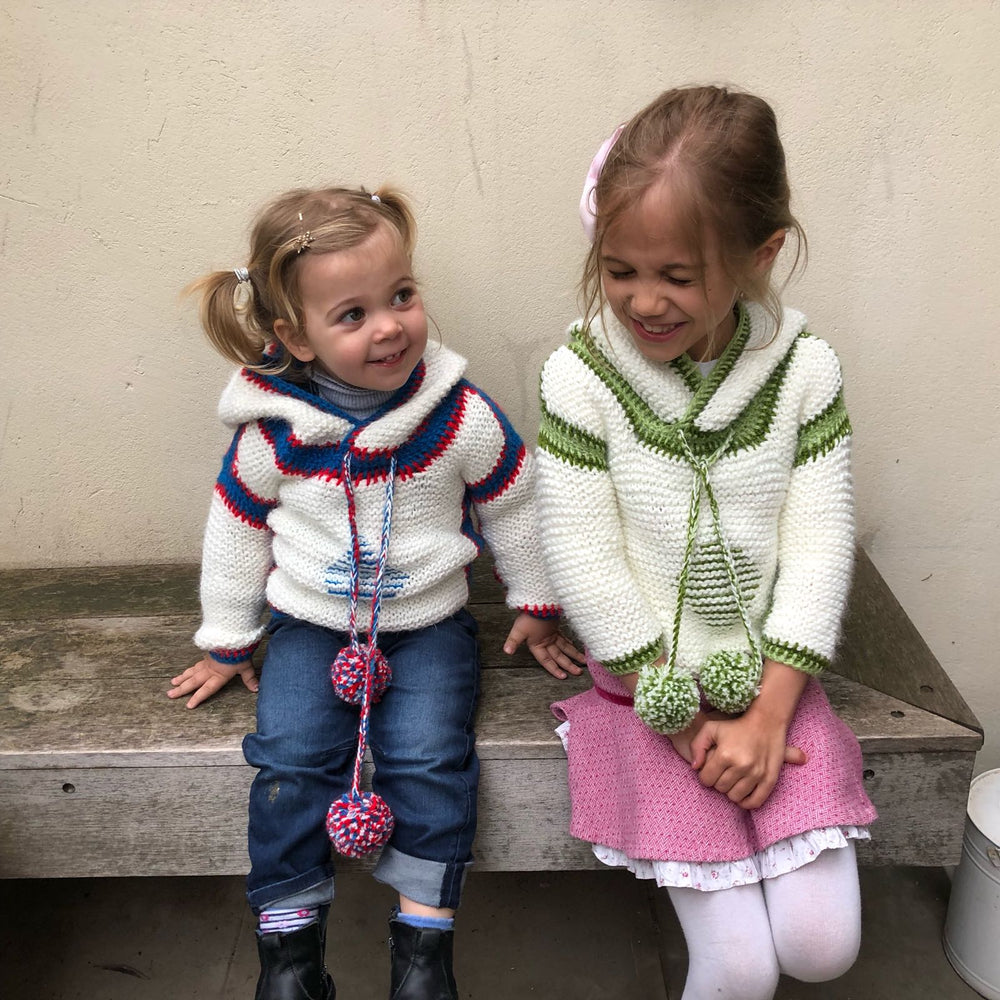 Pom Pom Jumpers made from cosy wool, made in Malta.