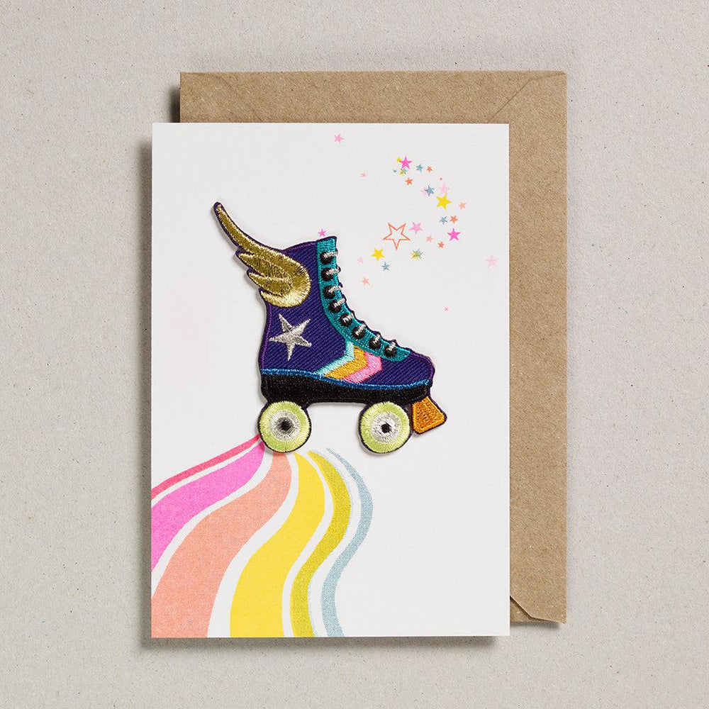 Rollerskate iron on Patch Cards